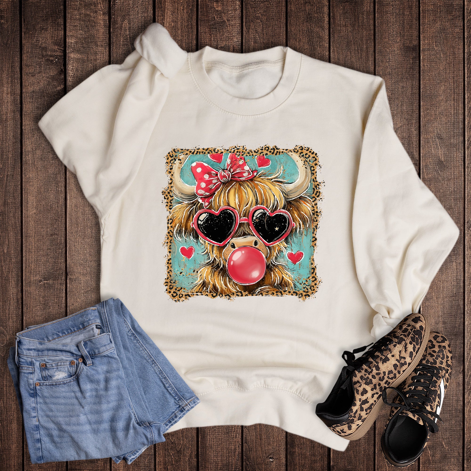 Valentine Western Highland Cow Sweatshirt