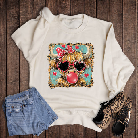 Valentine Western Highland Cow Sweatshirt