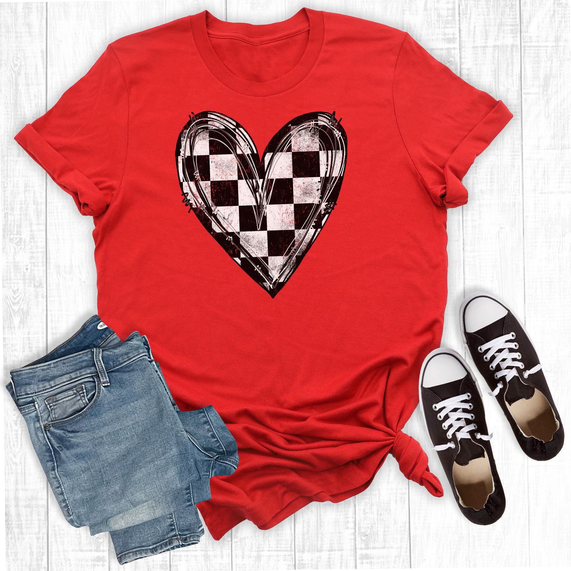 Valentine Checkered Heart Red