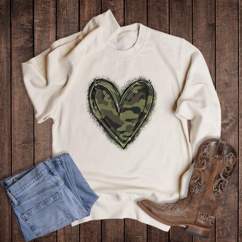Valentines Camo Outlined Heart Sweatshirt