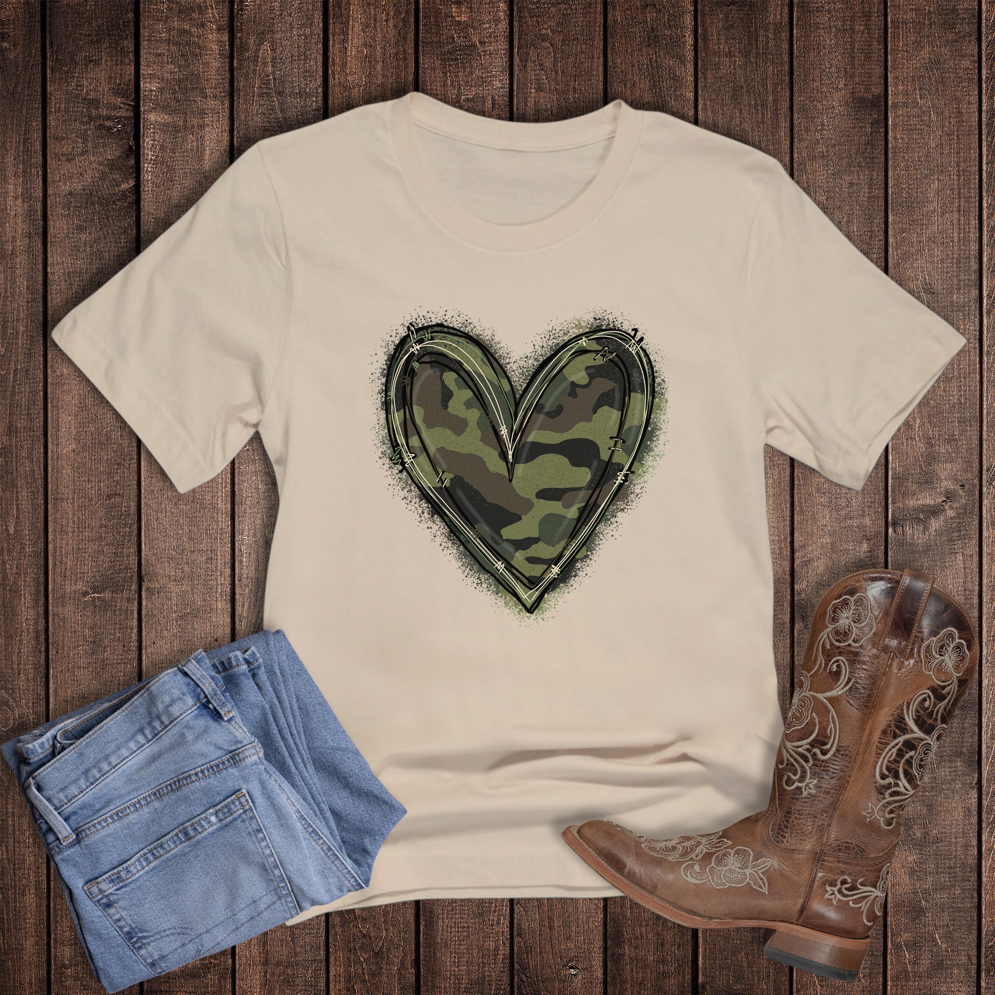 Valentines Camo Outlined Heart