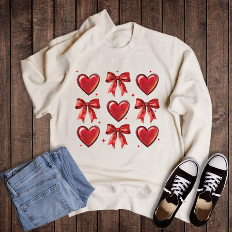 Valentines Heart and Coquette Bow Collage Sweatshirt