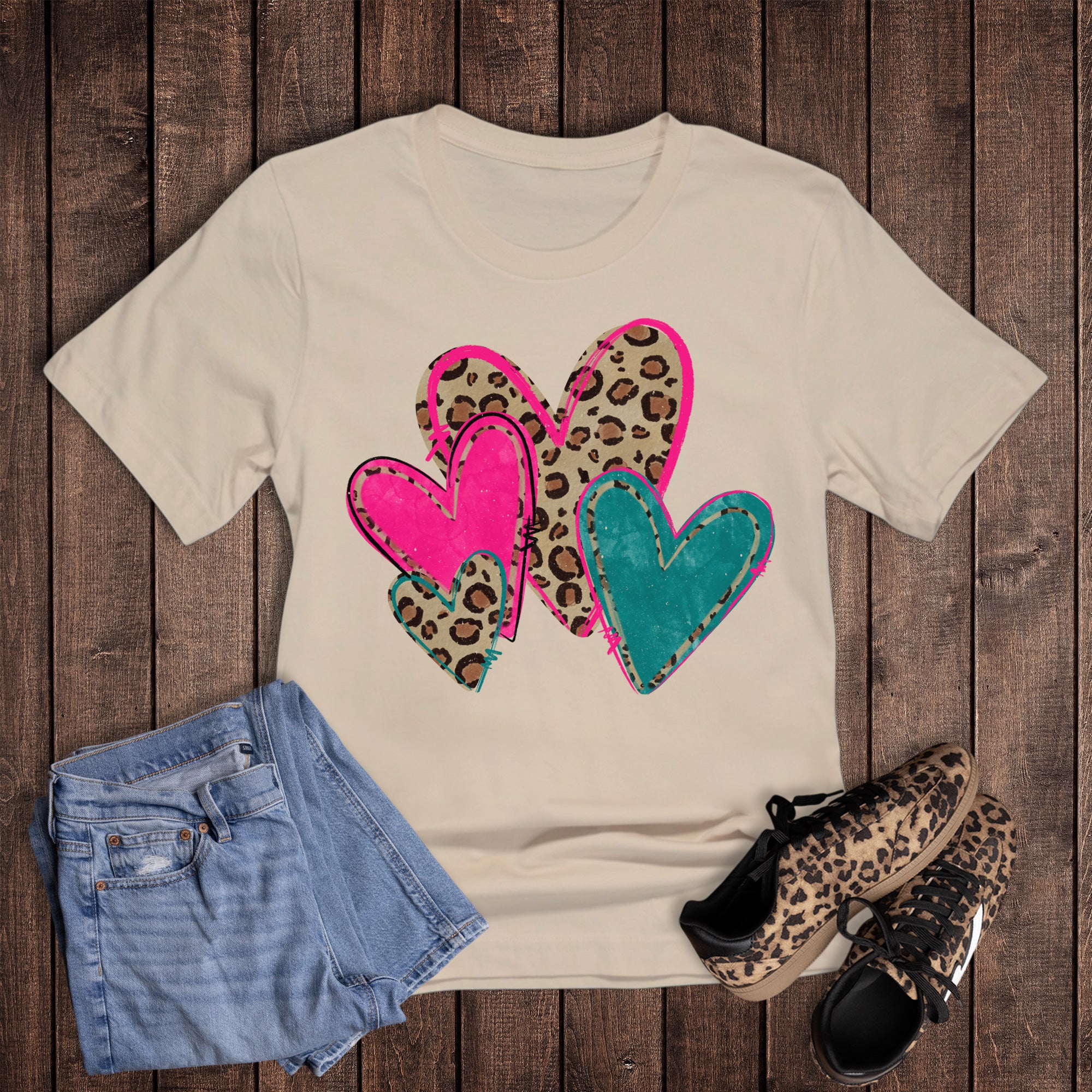 Valentine's Leopard Heart Quad