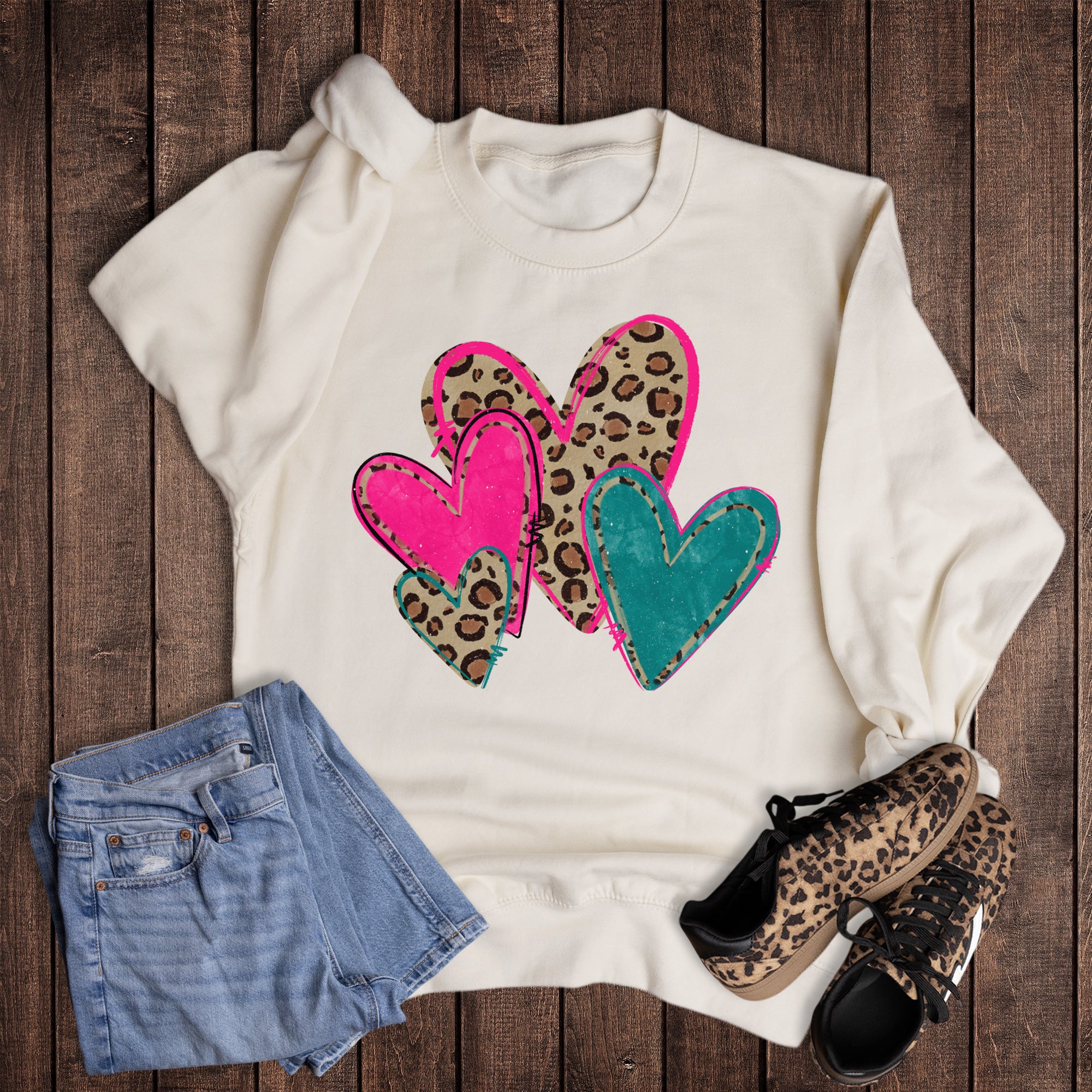 Valentine's Leopard Heart Quad Sweatshirt