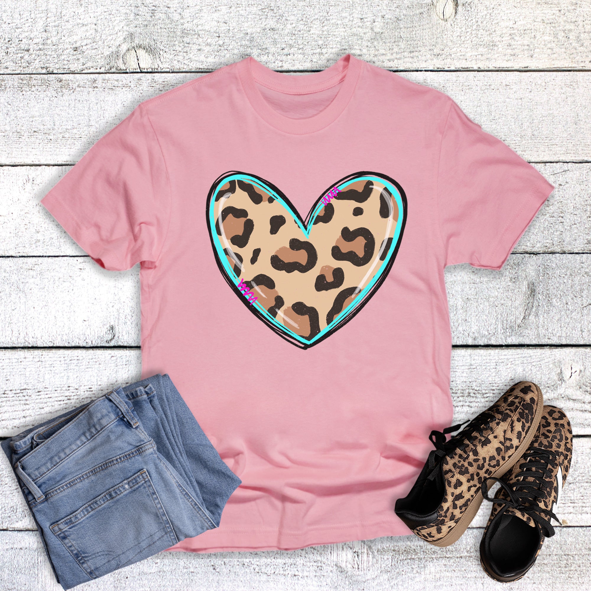 Valentines Leopard Heat with Sketch Outline