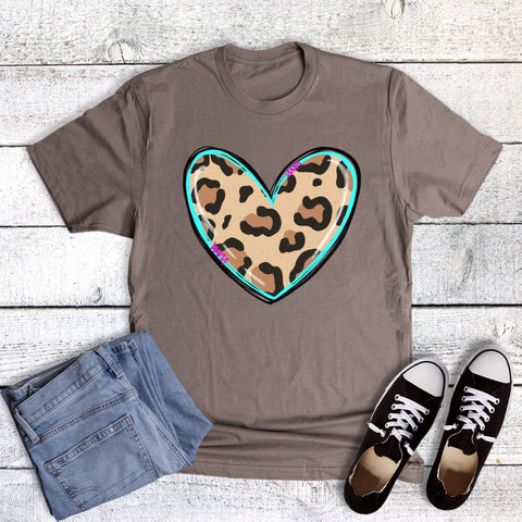 Valentines Leopard Heart With Sketch Outline