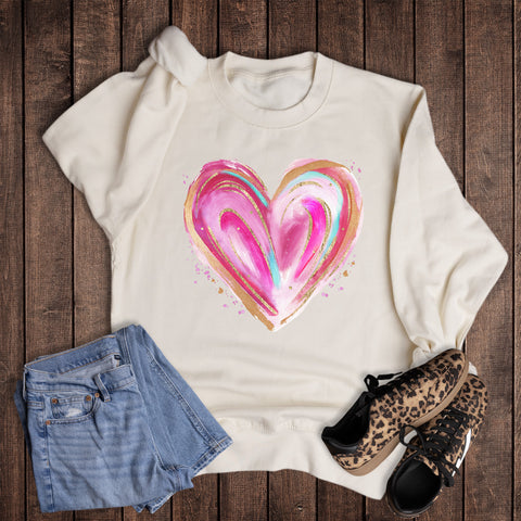 Valentines Paint Heart With Splatters Sweatshirt