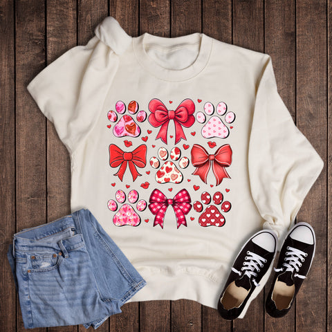 Valentine's Pet Paw and Bow Collage Sweatshirt
