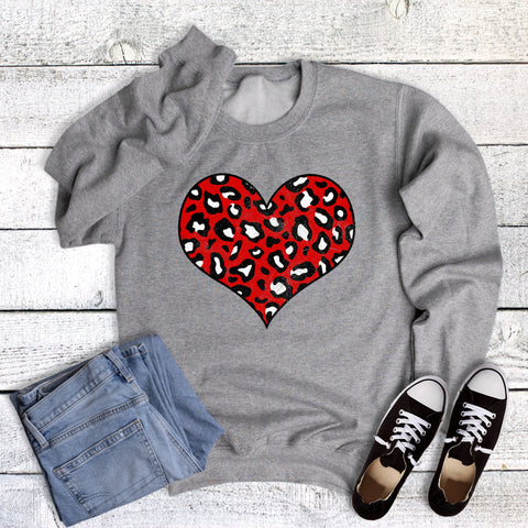 Valentines Red Leopard Heart Sweatshirt