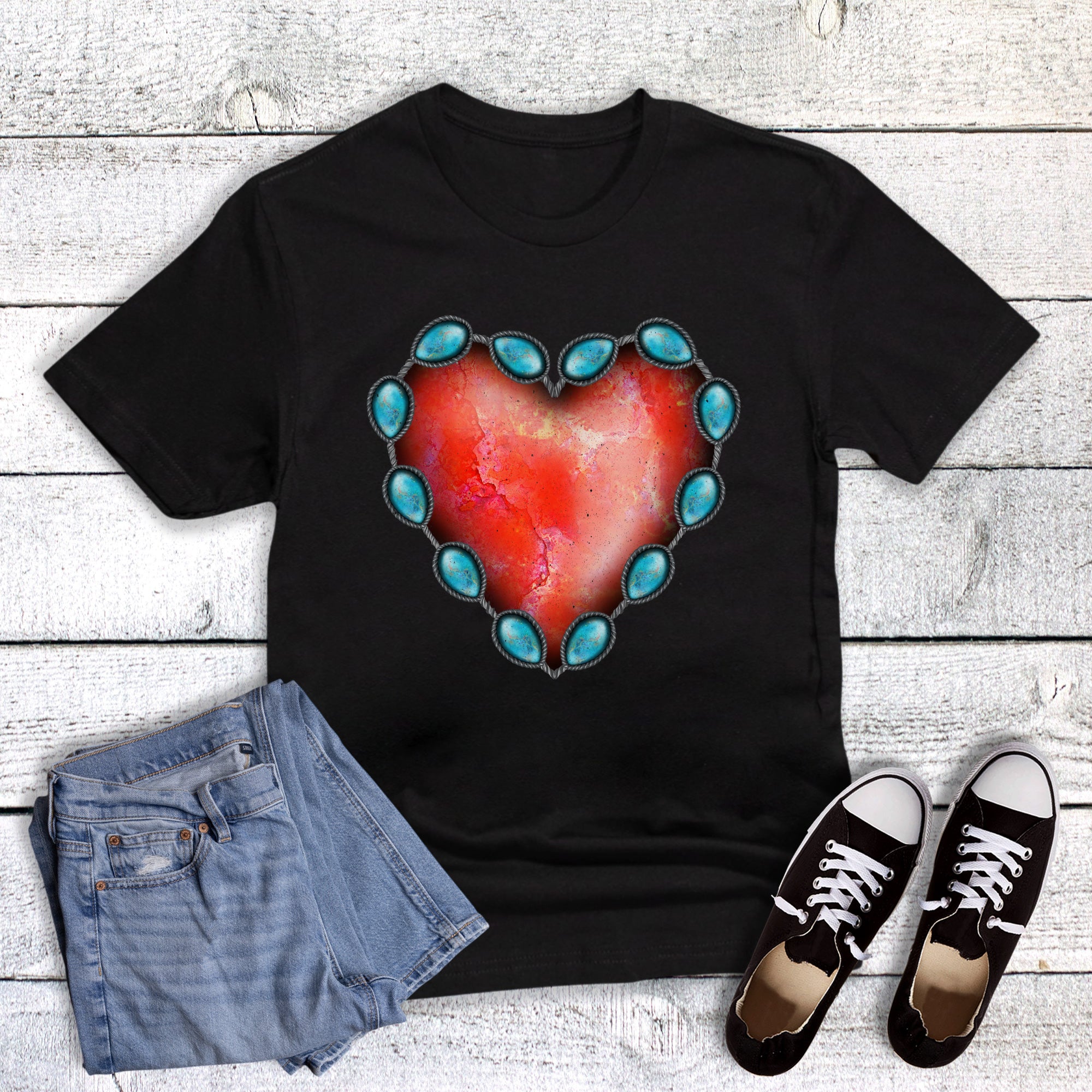 Valentine's Western Heart Turquoise