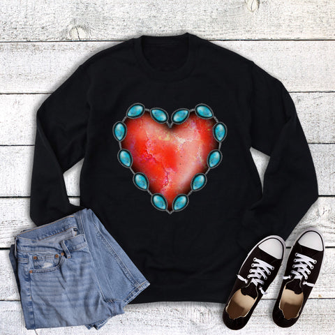 Valentine's Western Heart Turquoise Sweatshirt