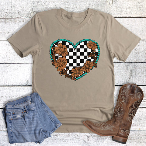 Valentines Western Tooled and Turquoise Heart