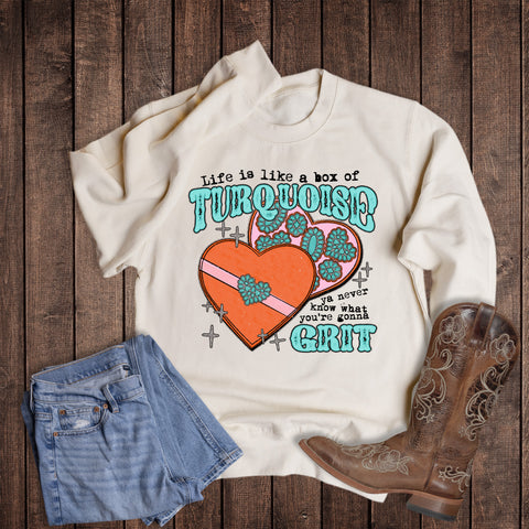 Valentine's Western Turquoise Grit Sweatshirt