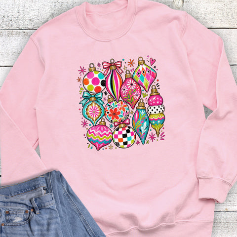 Vintage Colorful Christmas Ornaments Sweatshirt