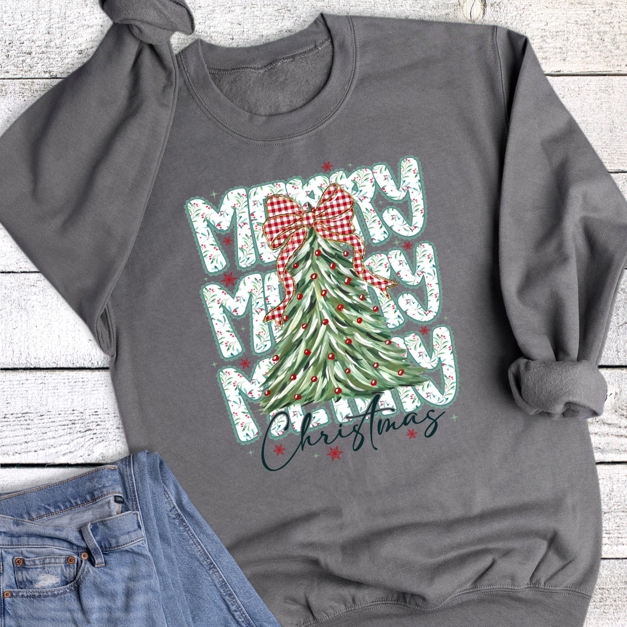 Vintage Merry Christmas And Tree Sweatshirt