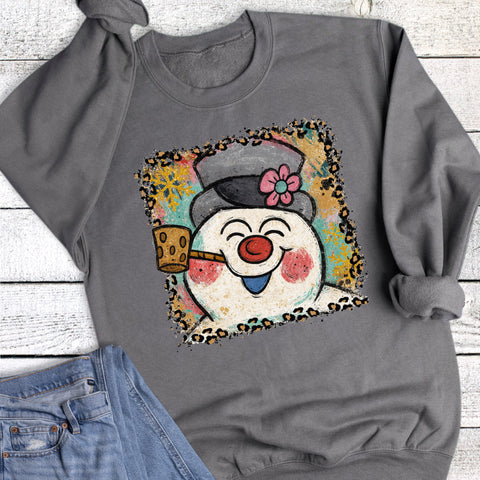 Vintage Rosey Snowman With Leopard