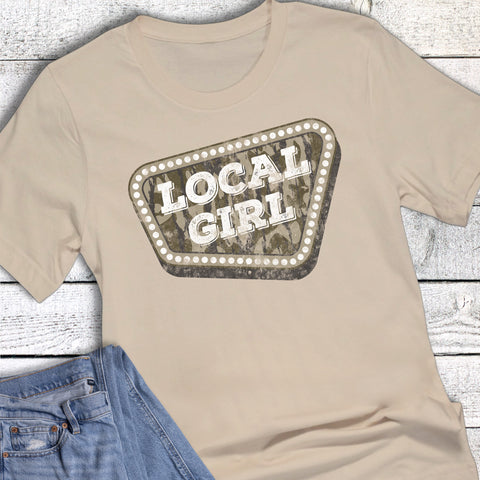 Western Smalltown Camo Local Girl Graphic Tee