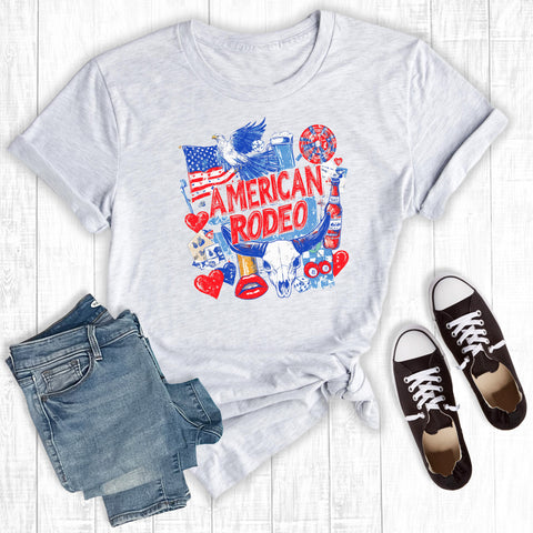 Western 4th Of July American Rodeo Cow Skull