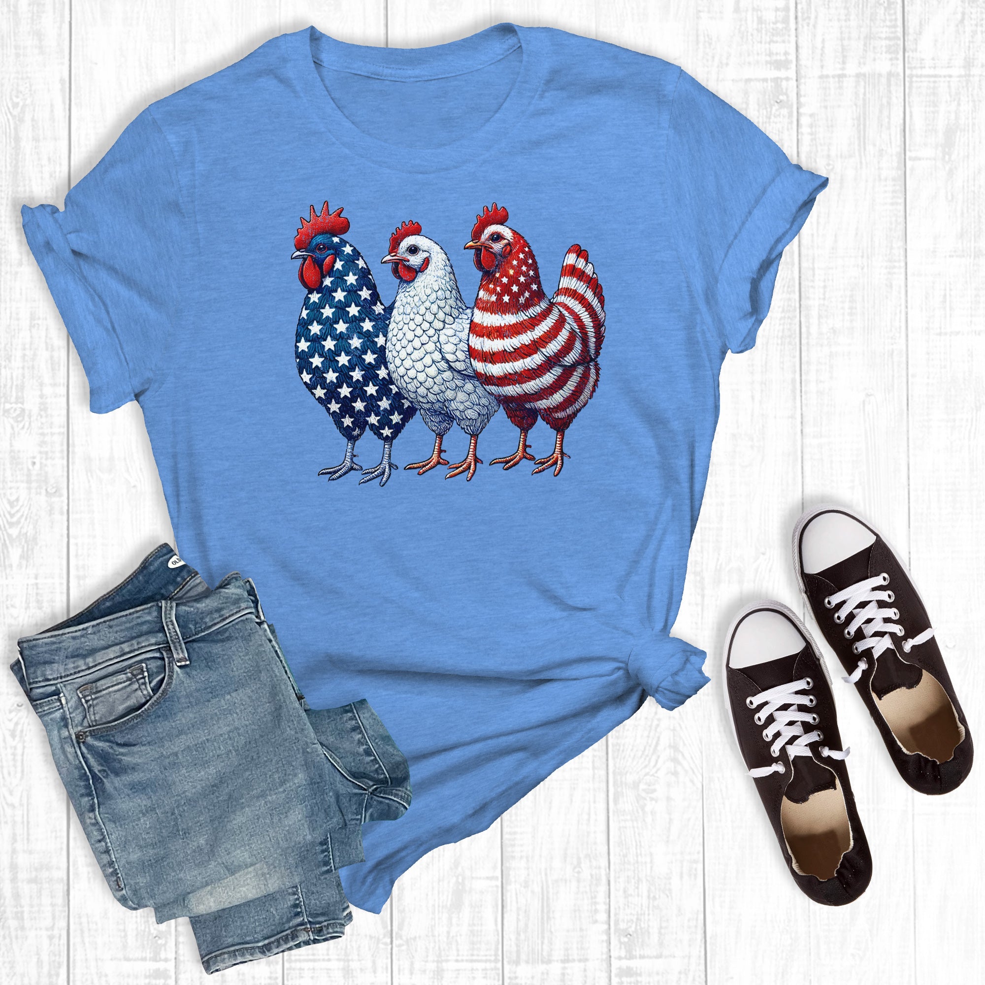 Western 4th of July Patriotic Chickens