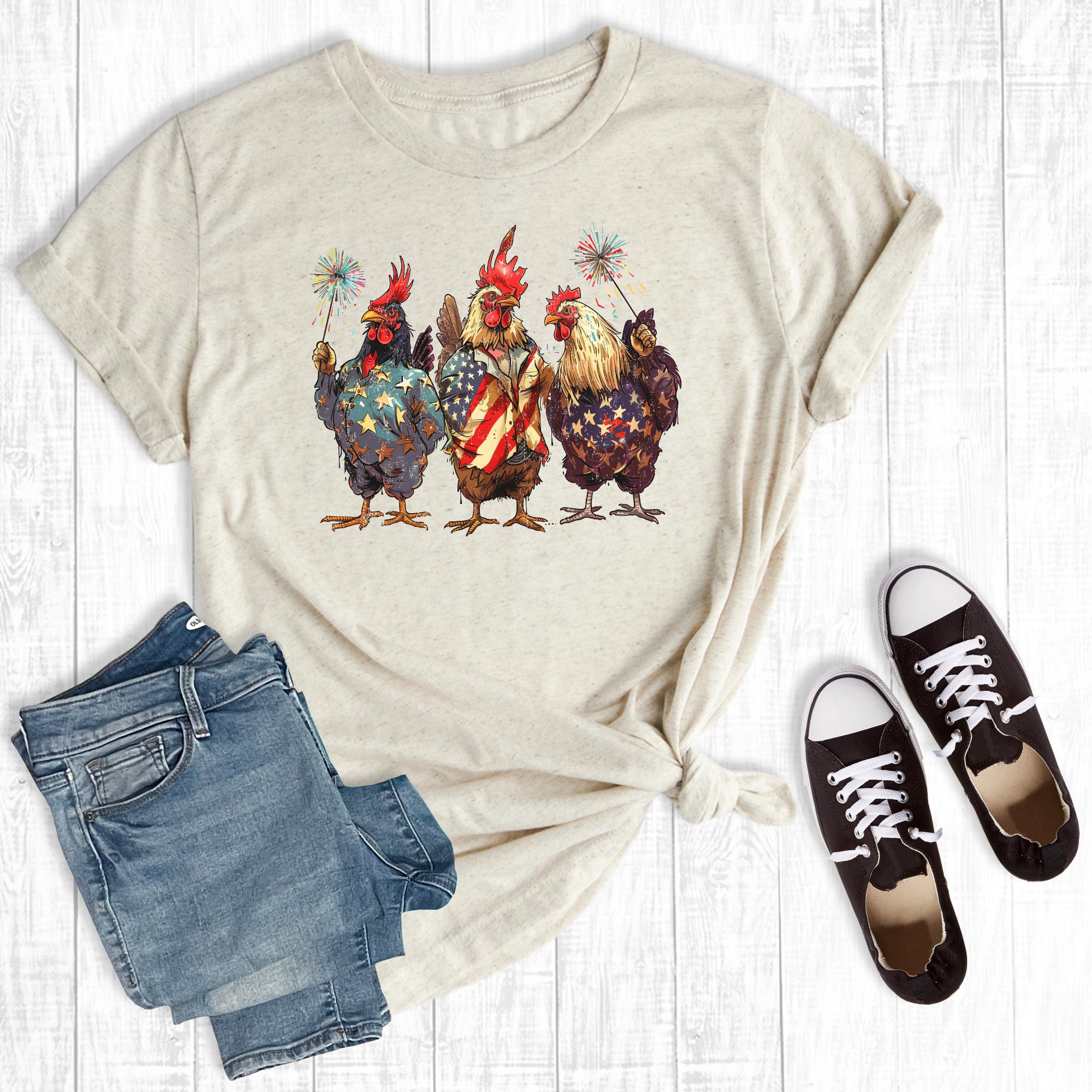 Western 4th Of July Patriotic Chickens