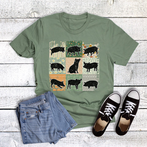 Western Boho Checkered Pigs