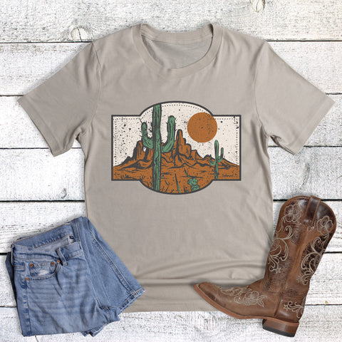 Western Boho Desert Cactus and Sun