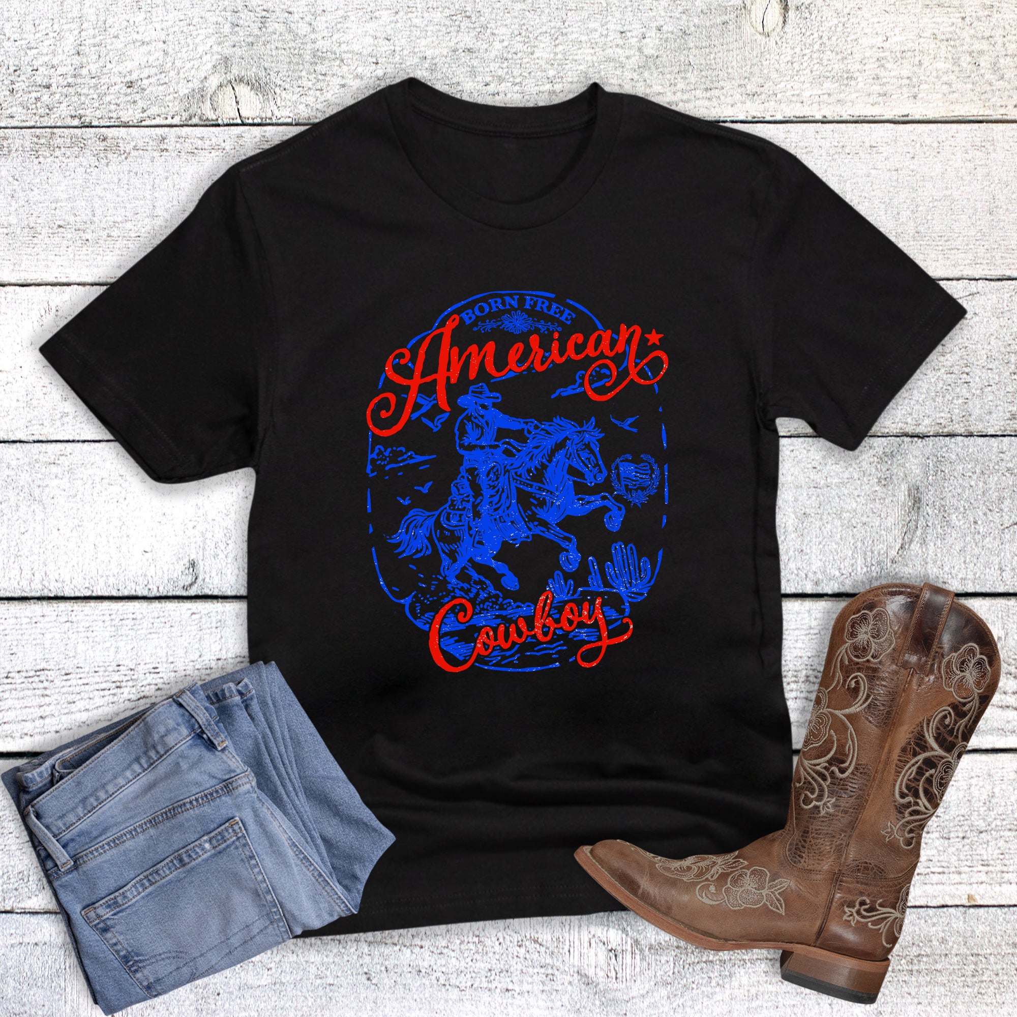 Western Born Free American Cowboy