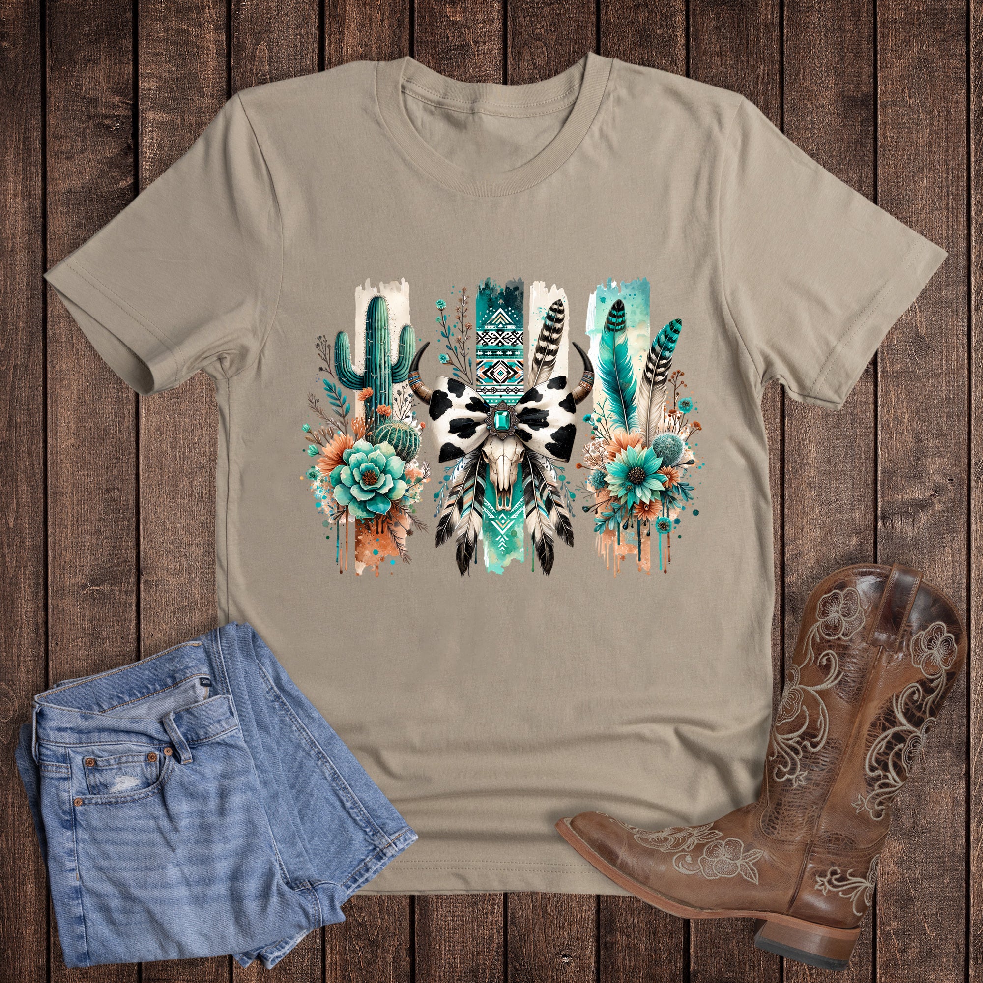 Western Brushstroke Cactus Aztec Feathers