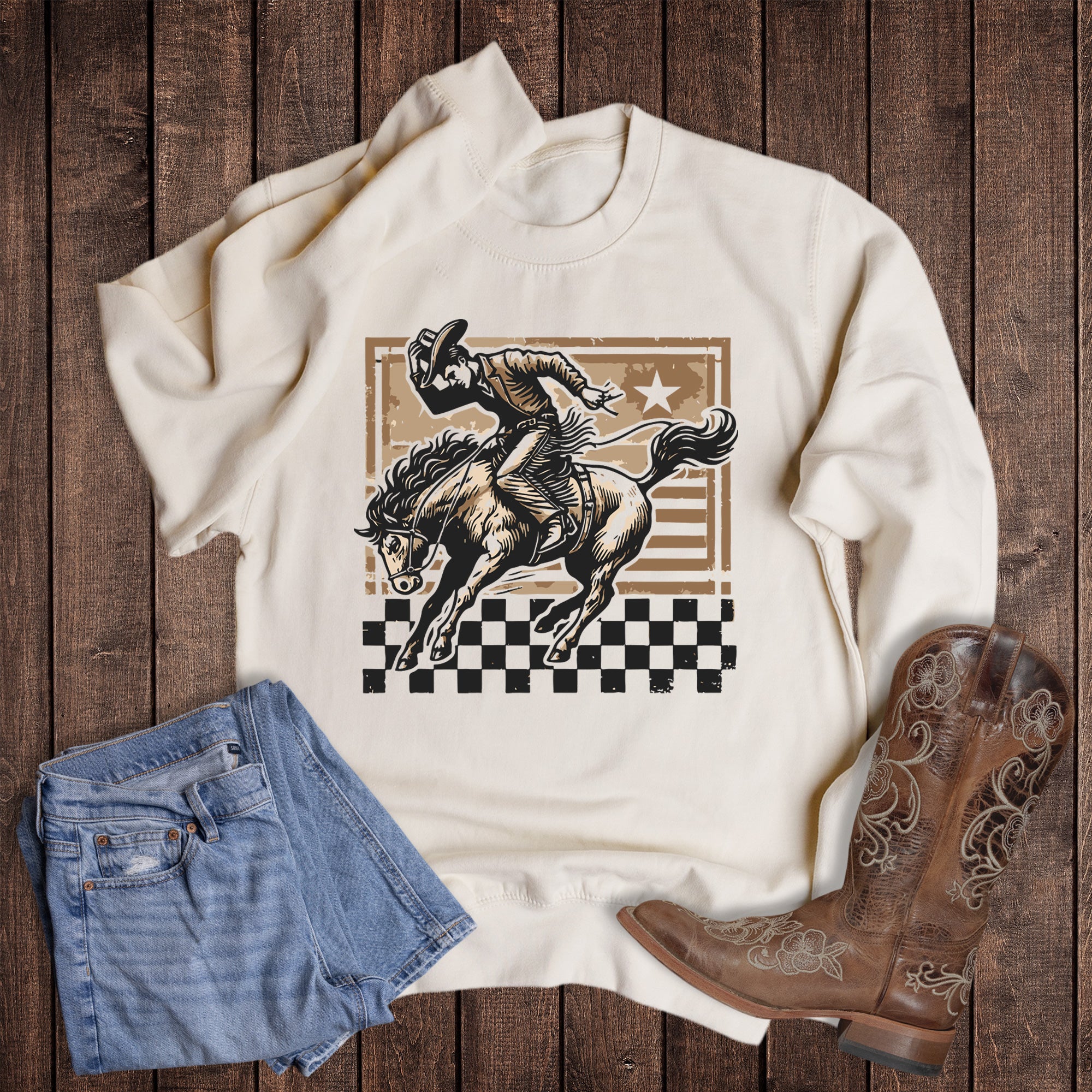 Western Bucking Horse Cowboy Sweatshirt