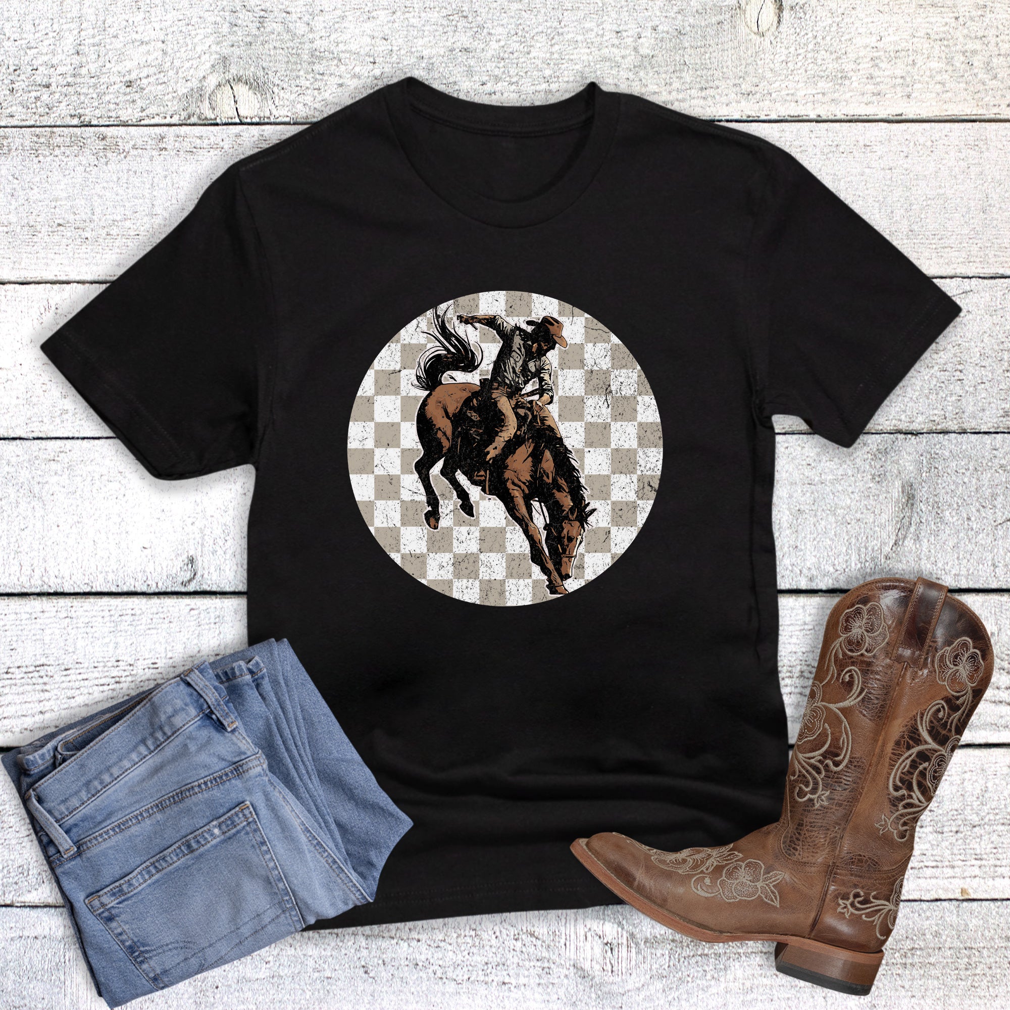 Western Check Buckin' Bronc