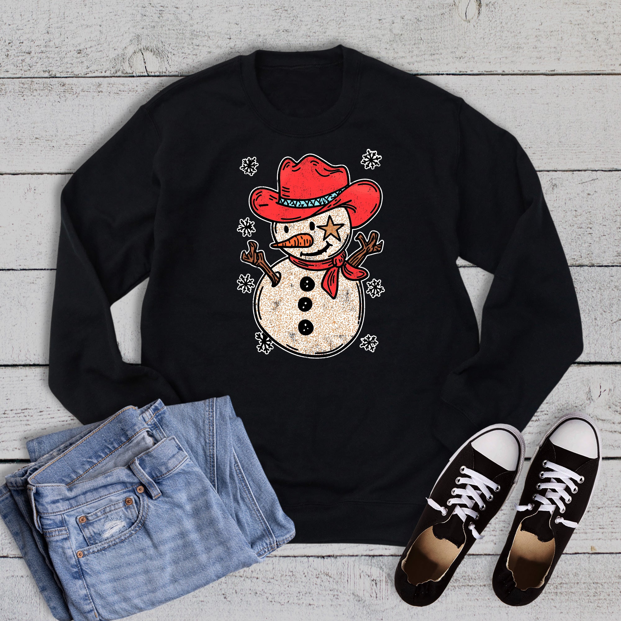Western Christmas Cowboy Snowman Sweatshirt