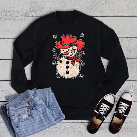 Western Christmas Cowboy Snowman Sweatshirt