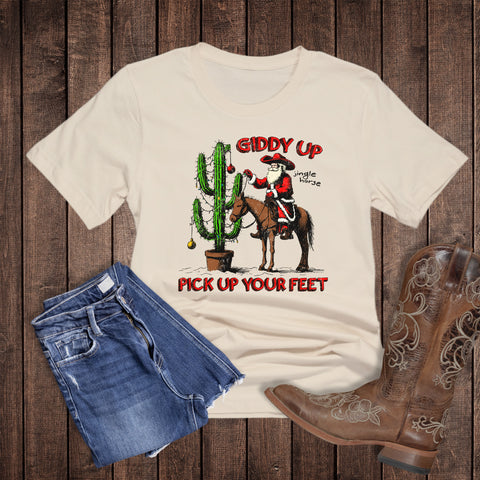 Western Christmas Giddy Up Jingle Horse Santa