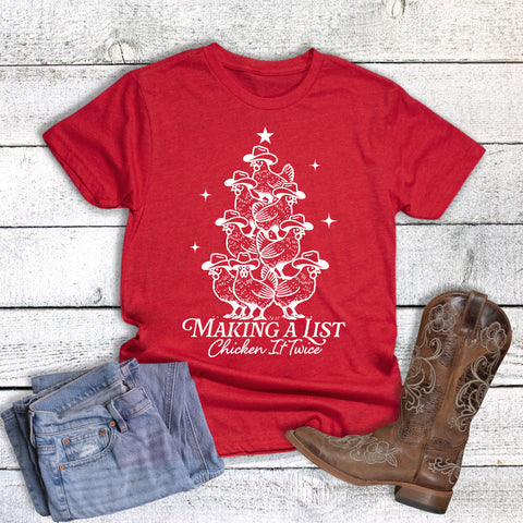 Western Christmas Making a List Chicken