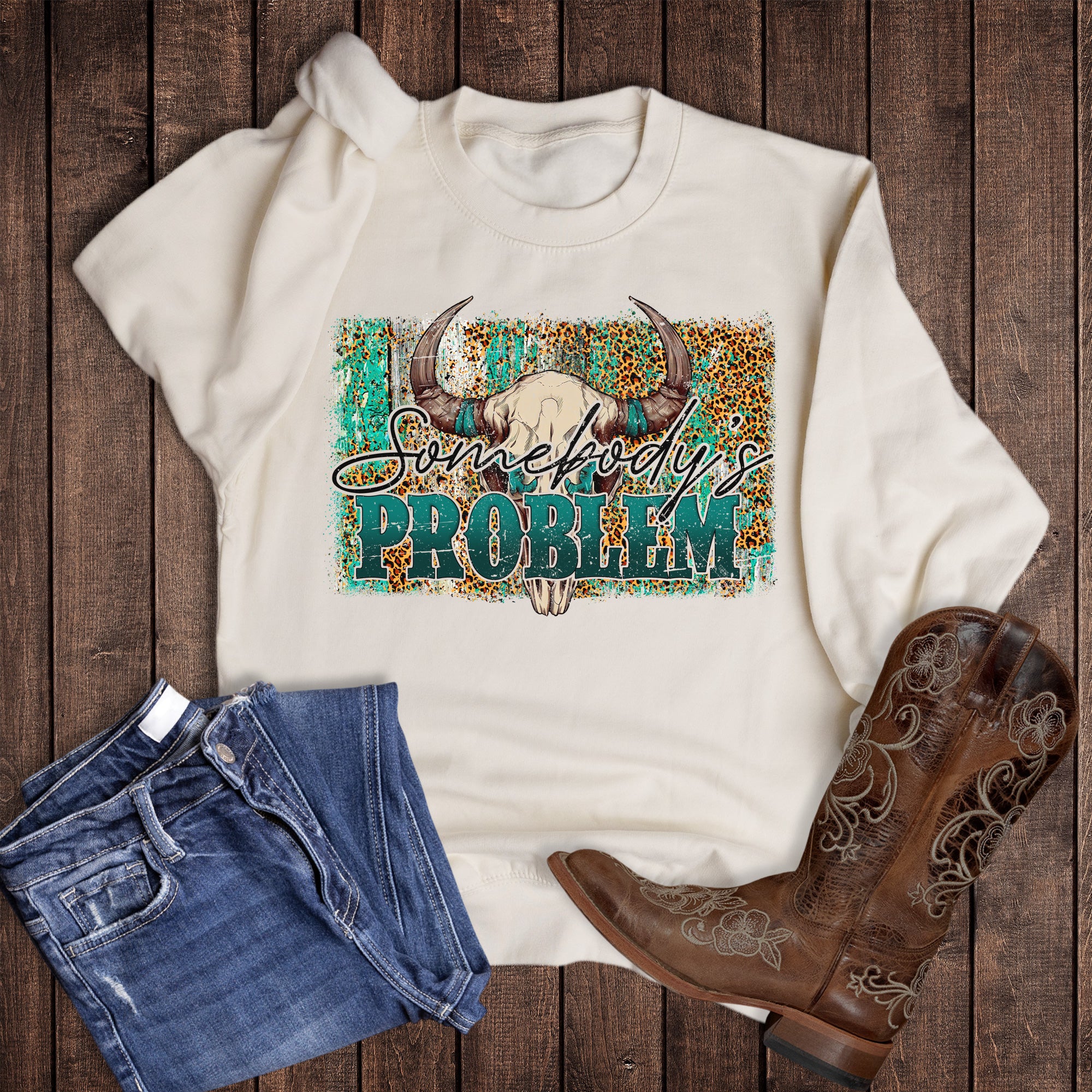 Western Cow Skull Somebody's Problem Sweatshirt