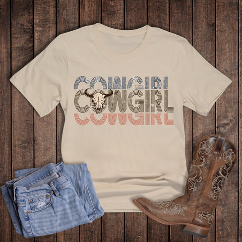 Western Cow Skull Stacked Cowgirl