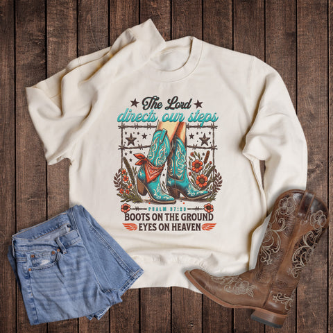 Western Faith Boho Psalm Boots Sweatshirt