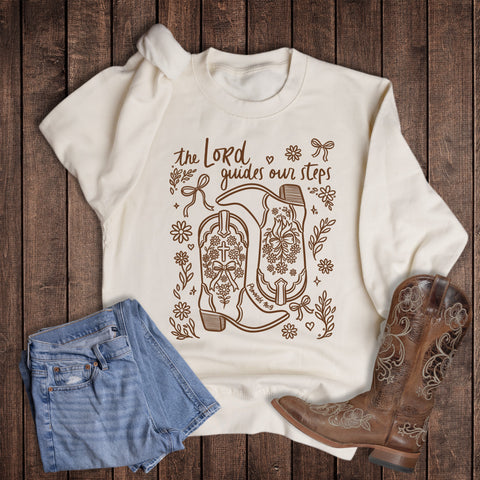 Western Faith Boots Lord Guides Our Steps Sweatshirt