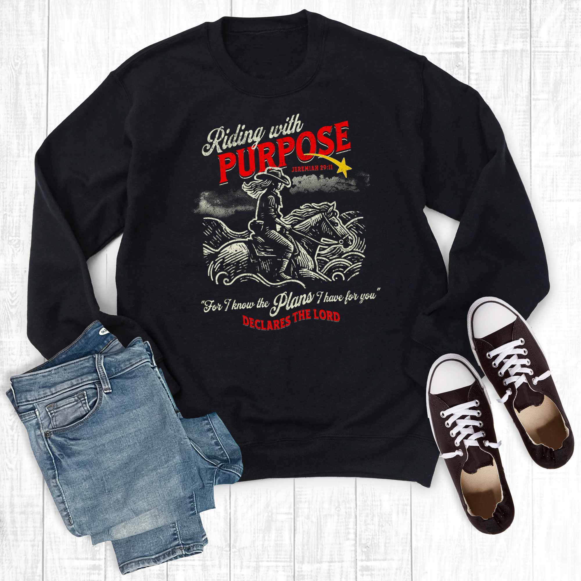 Western Faith Riding with Purpose Graphic Sweatshirt