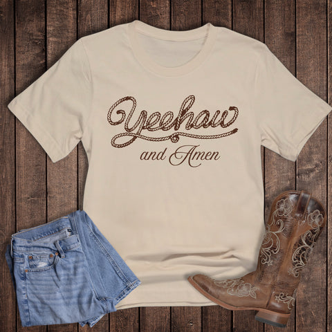 Western Faith Yehaw And Amen Rope Graphic Tee