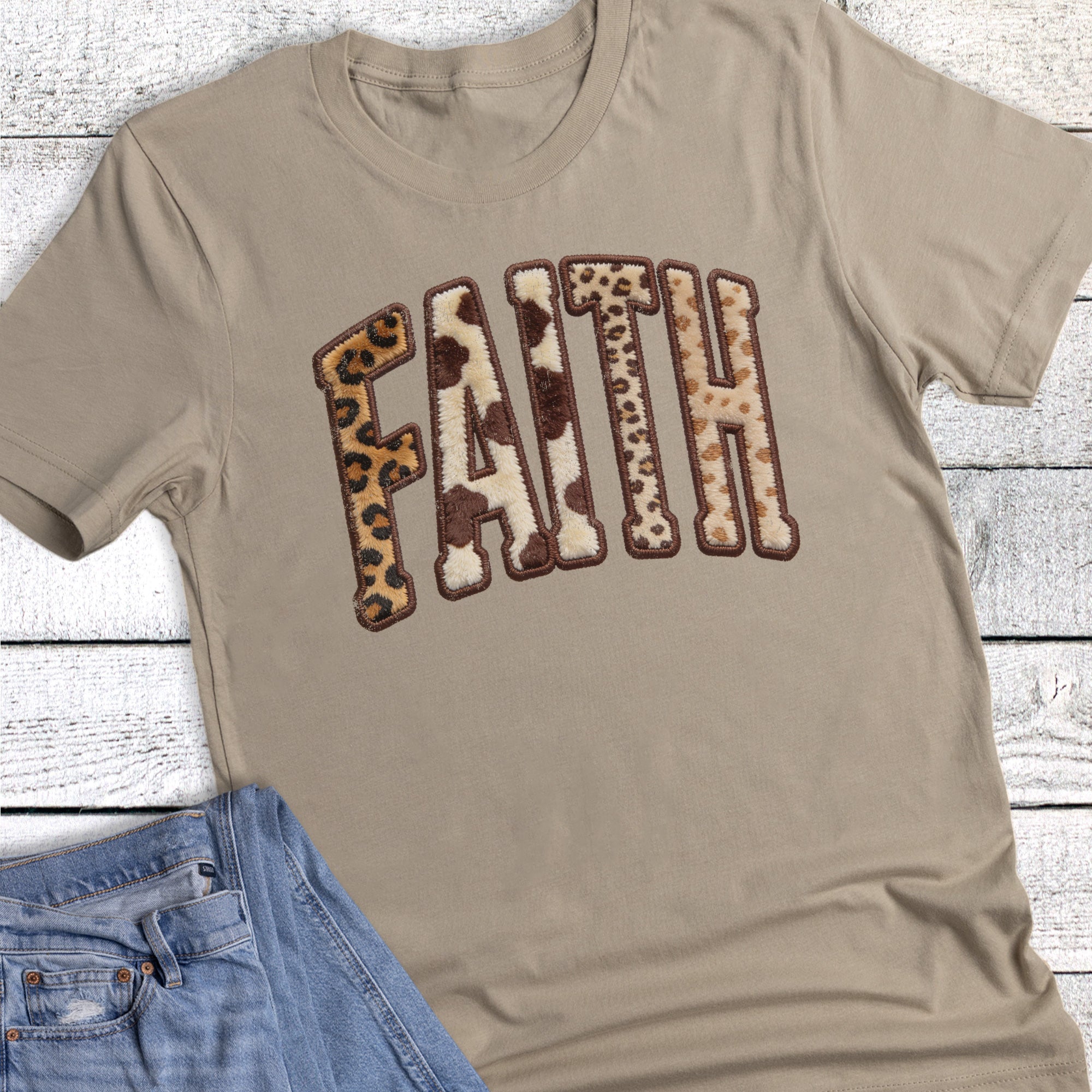 Western Faux Animal print Faith Graphic Tee