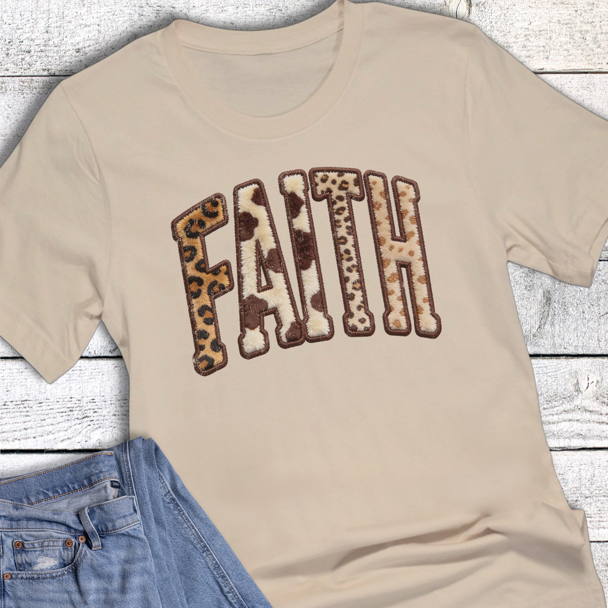 Western Faux Animal print Faith Graphic Tee