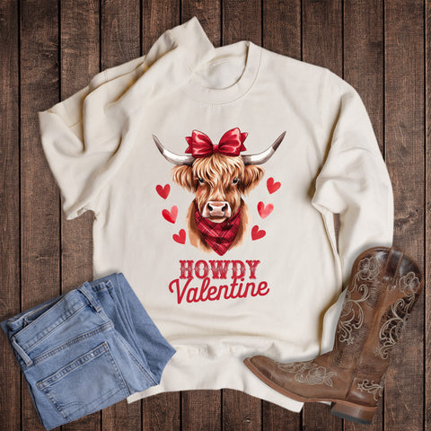 Valentines Howdy Valentine Cow Sweatshirt
