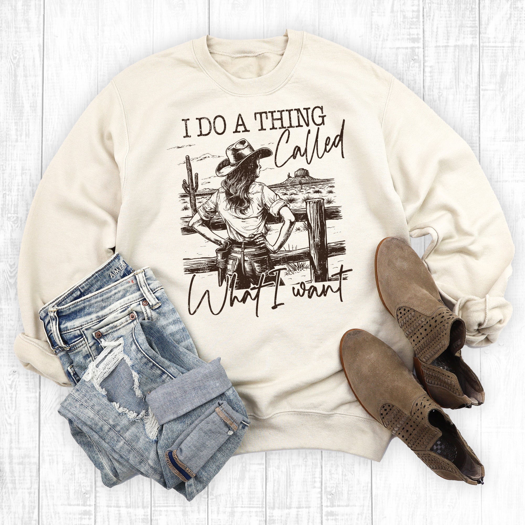 Western I Do a Thing Called What I Want Graphic Sweatshirt