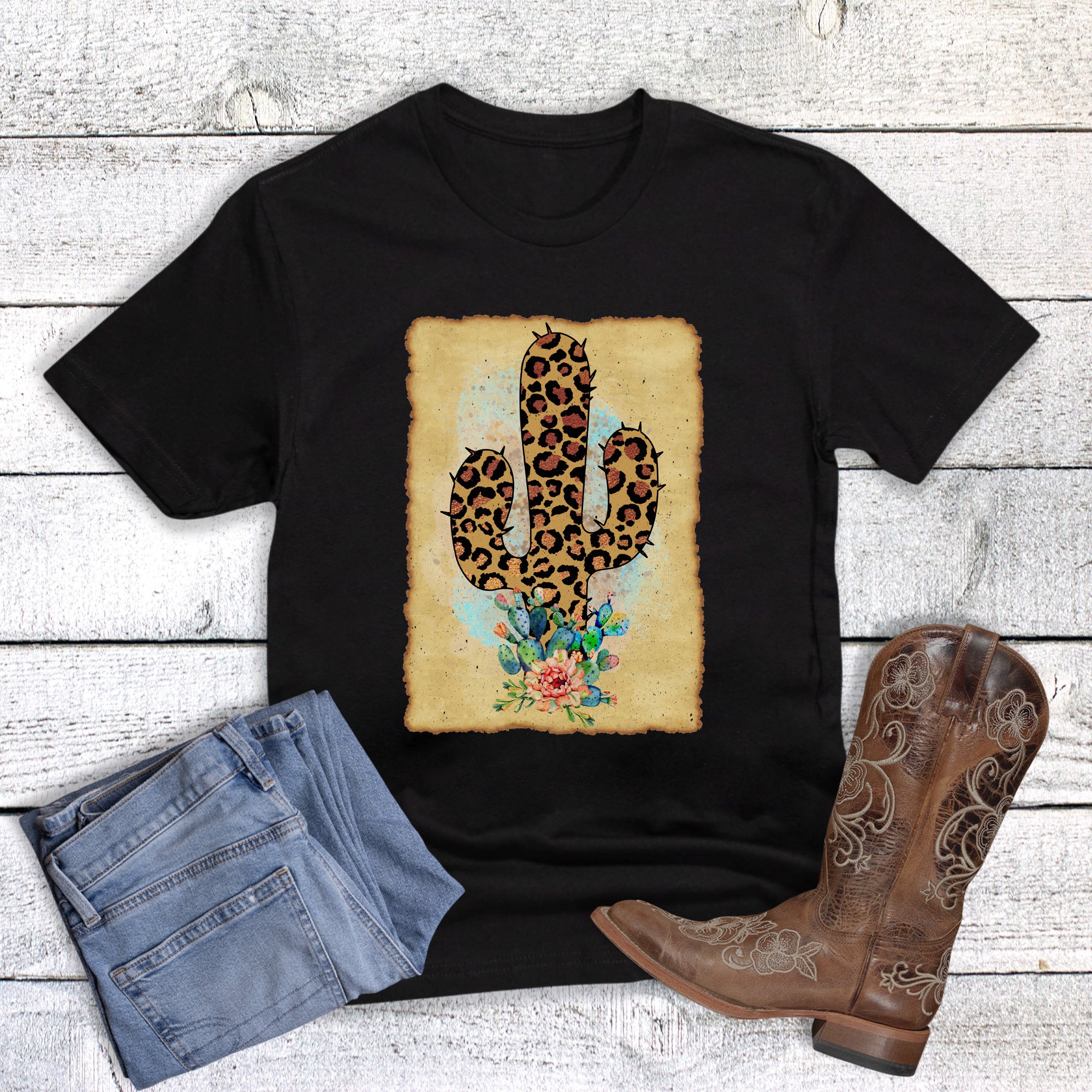 Western Leopard Cactus Boho Frame