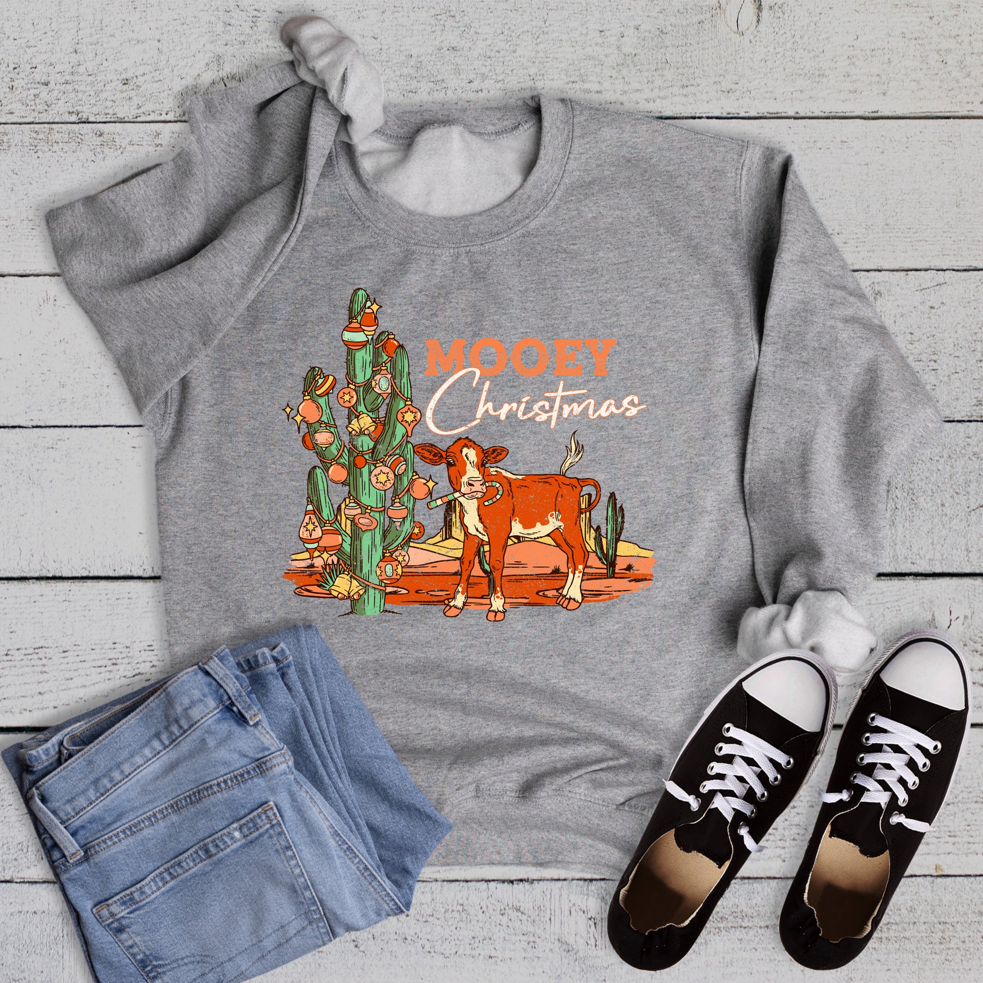 Western Mooey Christmas Graphic Sweatshirt