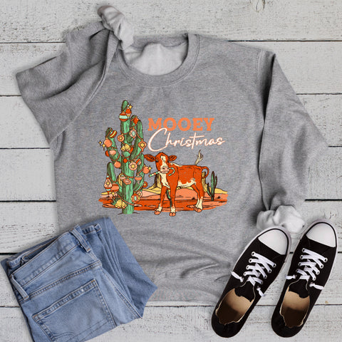 Western Mooey Christmas Graphic Sweatshirt