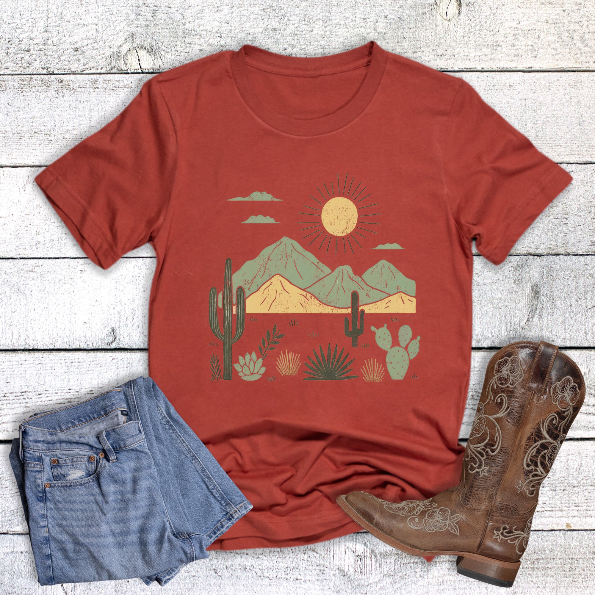 Western Retro Cactus Desert Graphic Tee