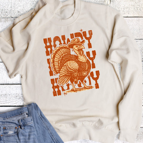 Western Thanksgiving Howdy Turkey  Sweatshirt