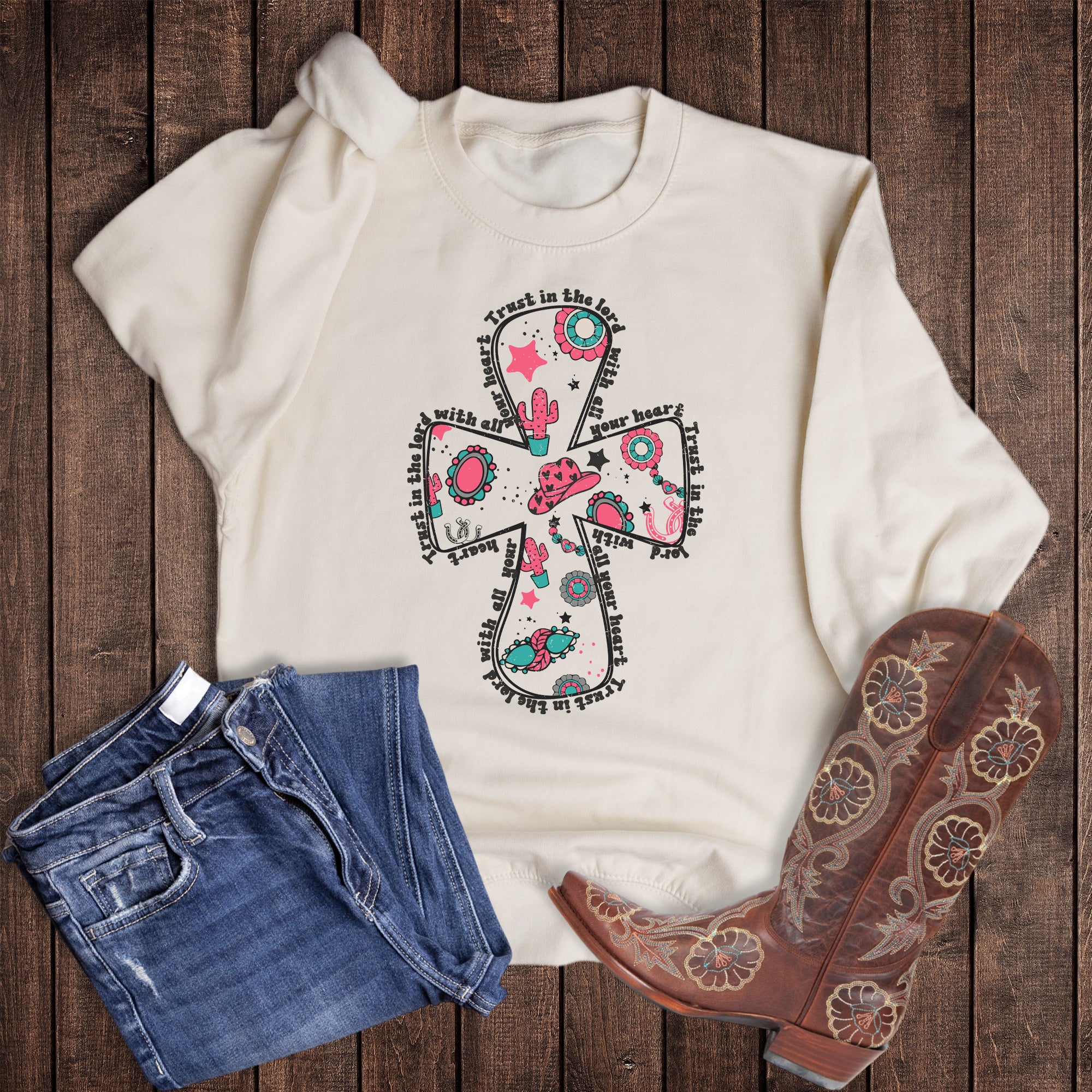 Western Trust in the Lord Cross Sweatshirt